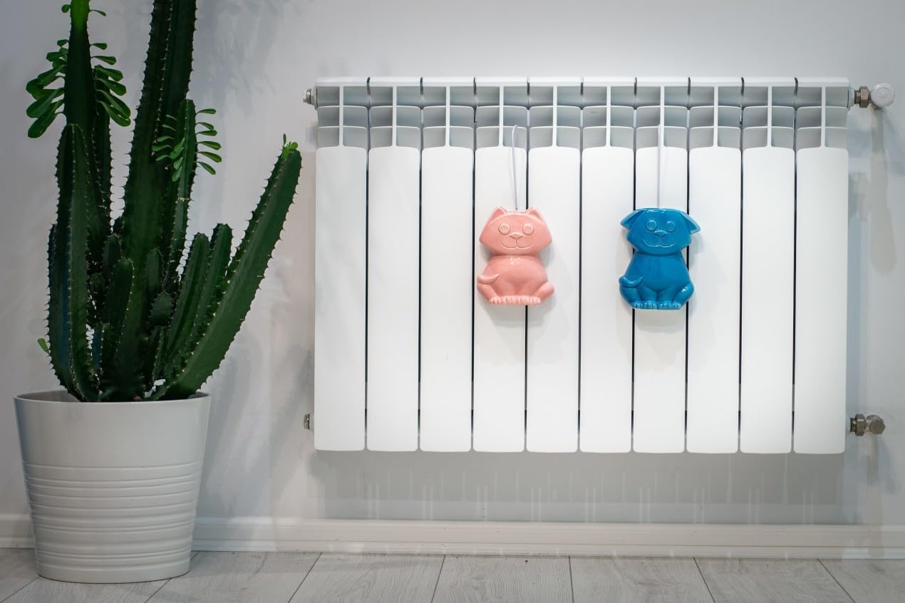 A1511 Lot de 4 humidificateurs en céramique pour fixation au radiateur Motif chat Rose