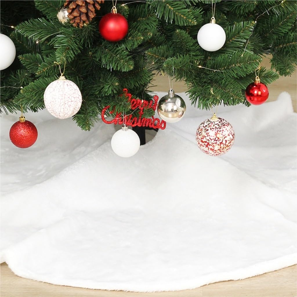 Tree Skirt Christmas Christmas Tree Skirt White Plush Christmas Tree Skirt Christmas Decorations Christmas Tree Accessories Christmas Skirt Tree(90cm)