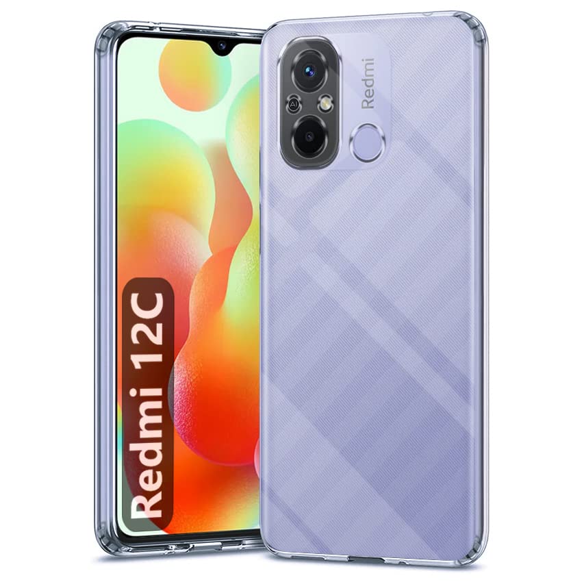 Image of Fashionury Slim Ultra Soft Transparent Back Cover for Mi Redmi 12C | Flexible Silicone | Camera Protection Back Case