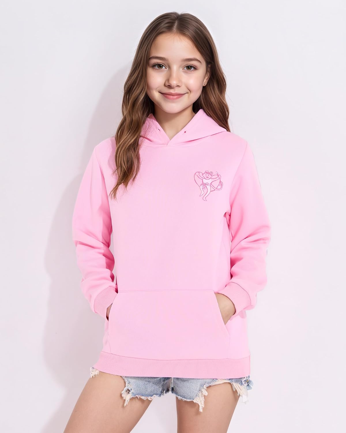 Graphic Hoodies for Teen Girls Cute Monkey Drawstring Sweatshirt Pullover Long Sleeve Preppy Clothes With Pockets