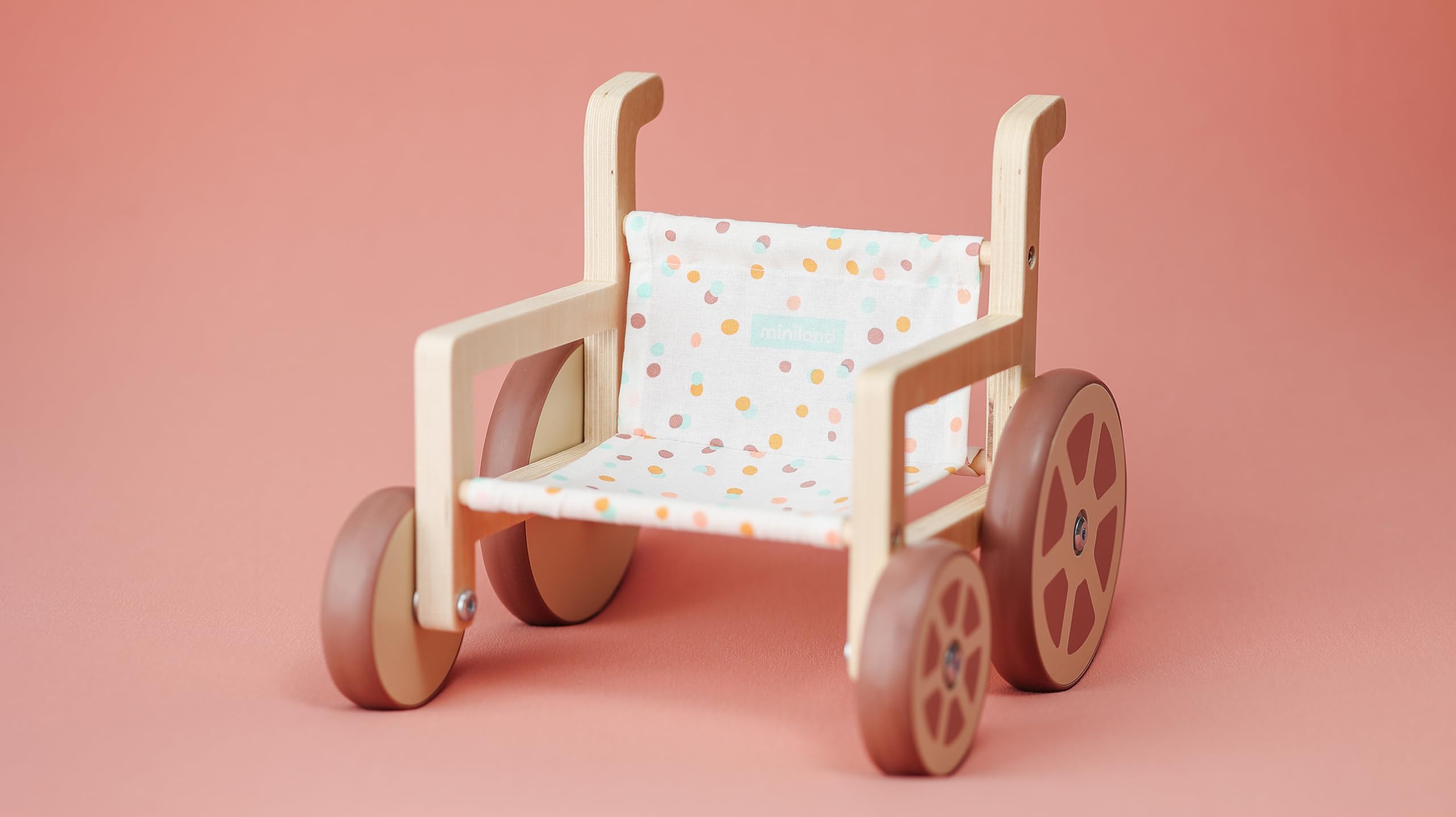 Miniland Fauteuil Roulant en matériaux écologiques pour poupées jusqu'à 38 centimètres. Inclusion.