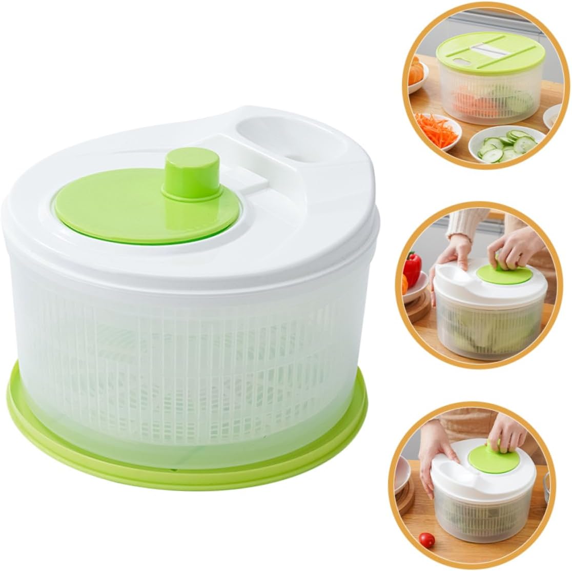 Hemobllo Vegetable Dryer and Slicer Salad Spinner Bowl Fruit Vegetable Drainer Easy to Use Kitchen Utensil Storage Basket