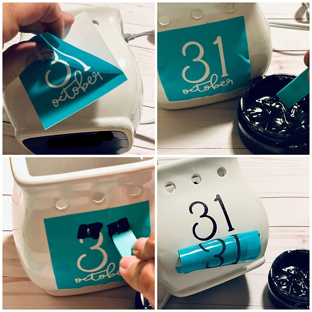 DGAGA 6 mini espátulas autoadhesivas, herramientas de impresión de estarcido, de silicona turquesa para aplicar tinta de transferencia de malla o raspador de pasta de tiza
