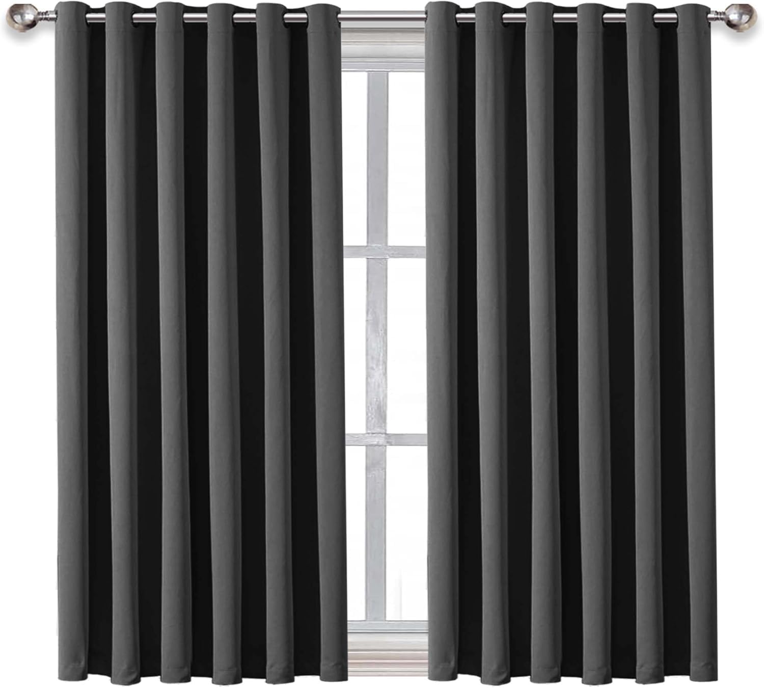 SKY-TOUCH Bedroom Blackout Curtains,Insulation Noise Reduction Block-sun Window Grommet Drapes,UV Block,for Bedroom,Kitchen Room Darkening Drapes, Polyester - 2 panels 130 x 210cm,Grey