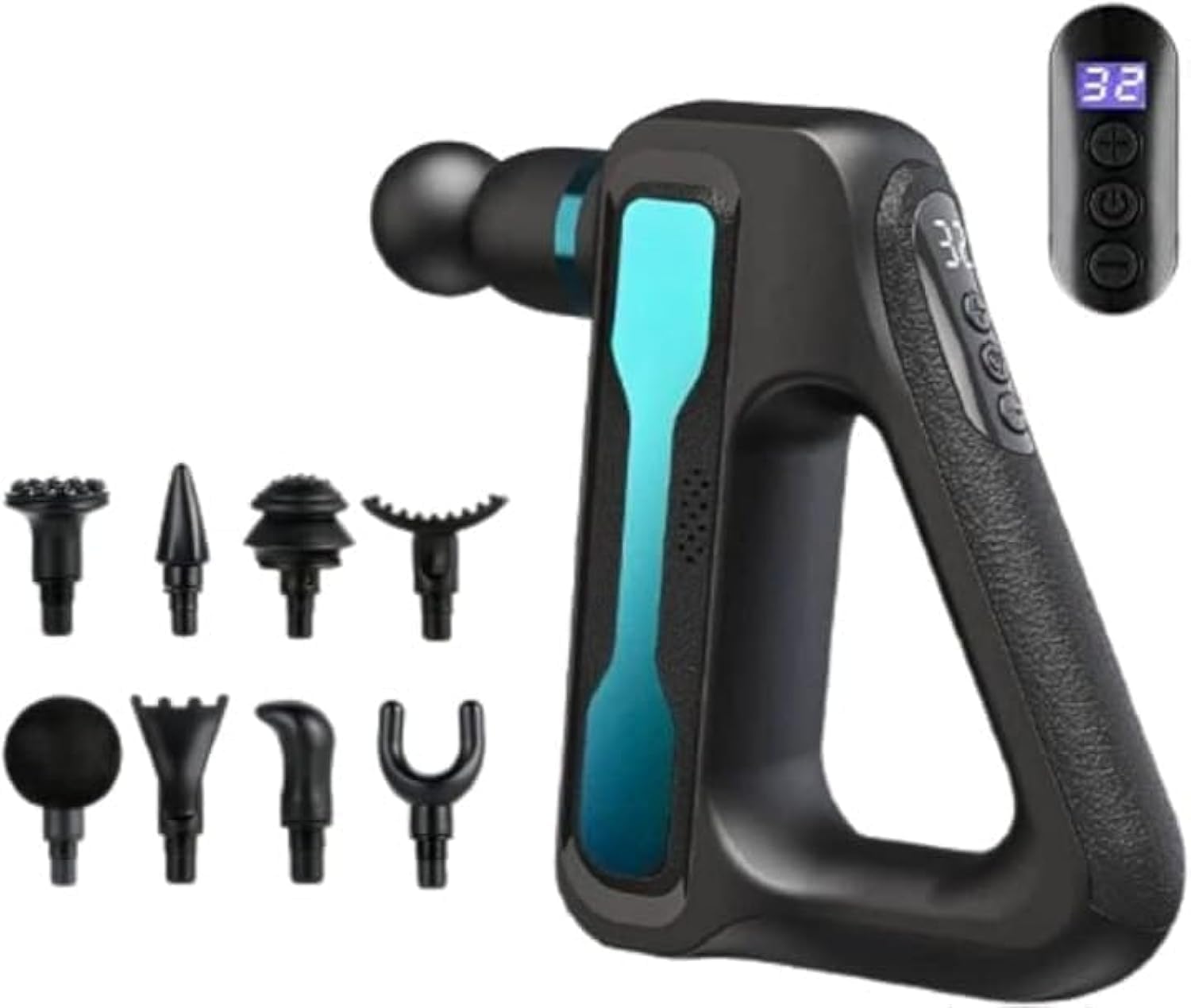 Triangle Massage Gun Deep Tissue LCD Display Back Massager Gun for Athletes Muscle Massage Gun for Pain Relief with 32 Speed Levels & 8 Different Massage Heads (Multicolor)