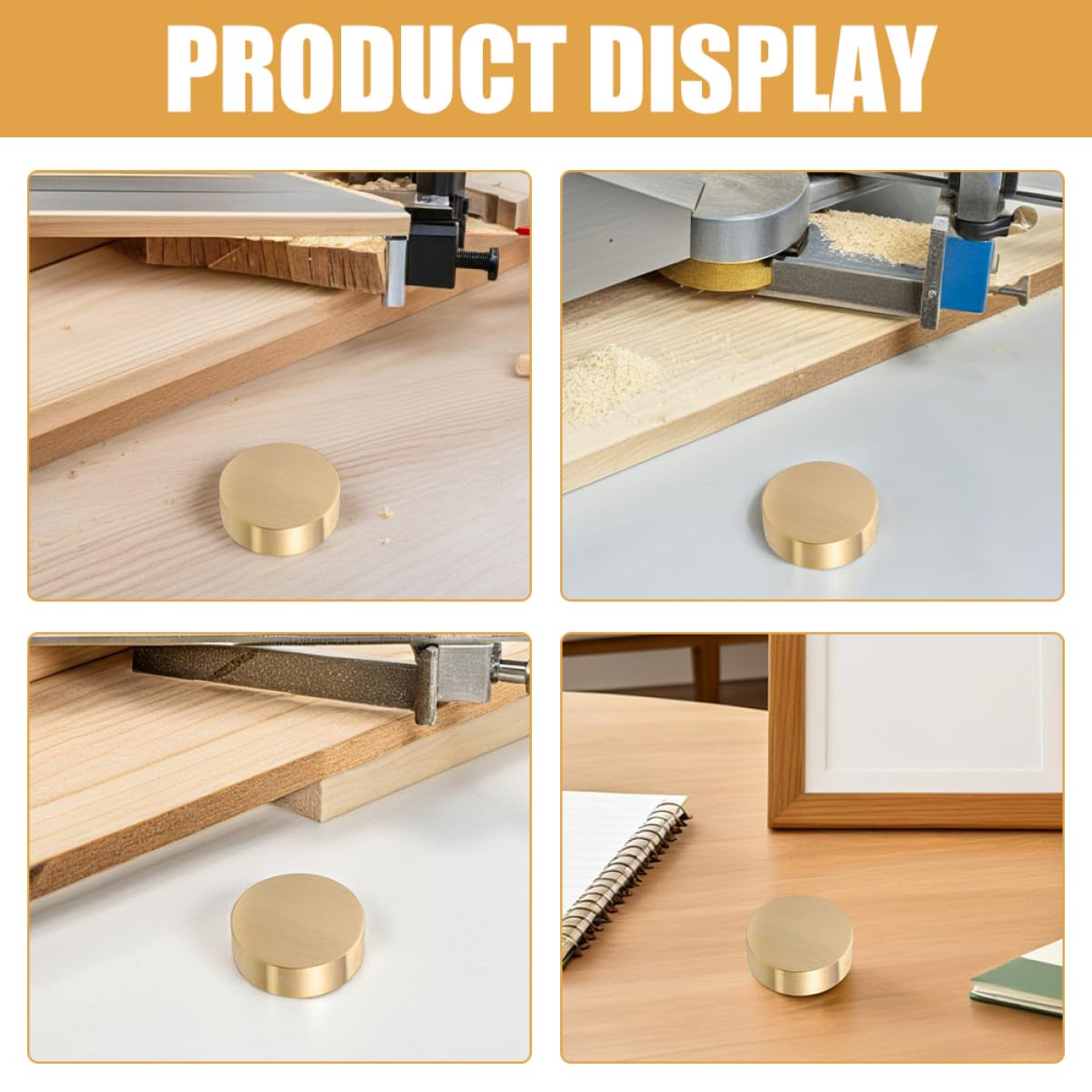 Fermacarte Rotondo in Ottone Dorato 3 Pezzi per Calligrafia | Peso per Fogli, Finitura Minimalista Elegante, per Tavolo Salotto e Lavoro in Ufficio