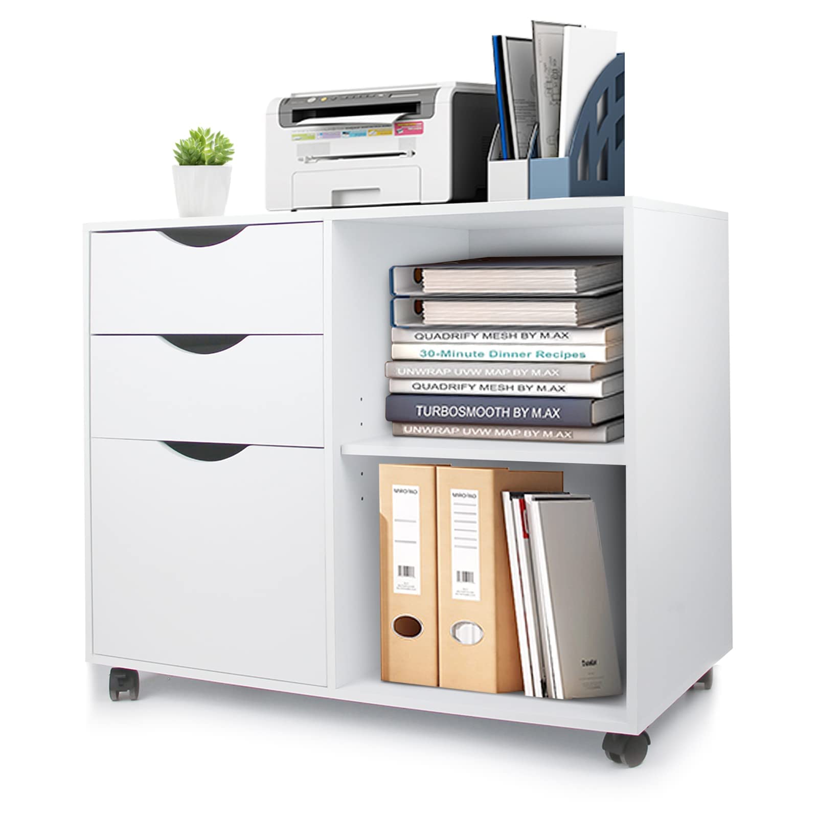 Buy QDSSDECO 3Drawer Wood File Mobile Lateral Filing