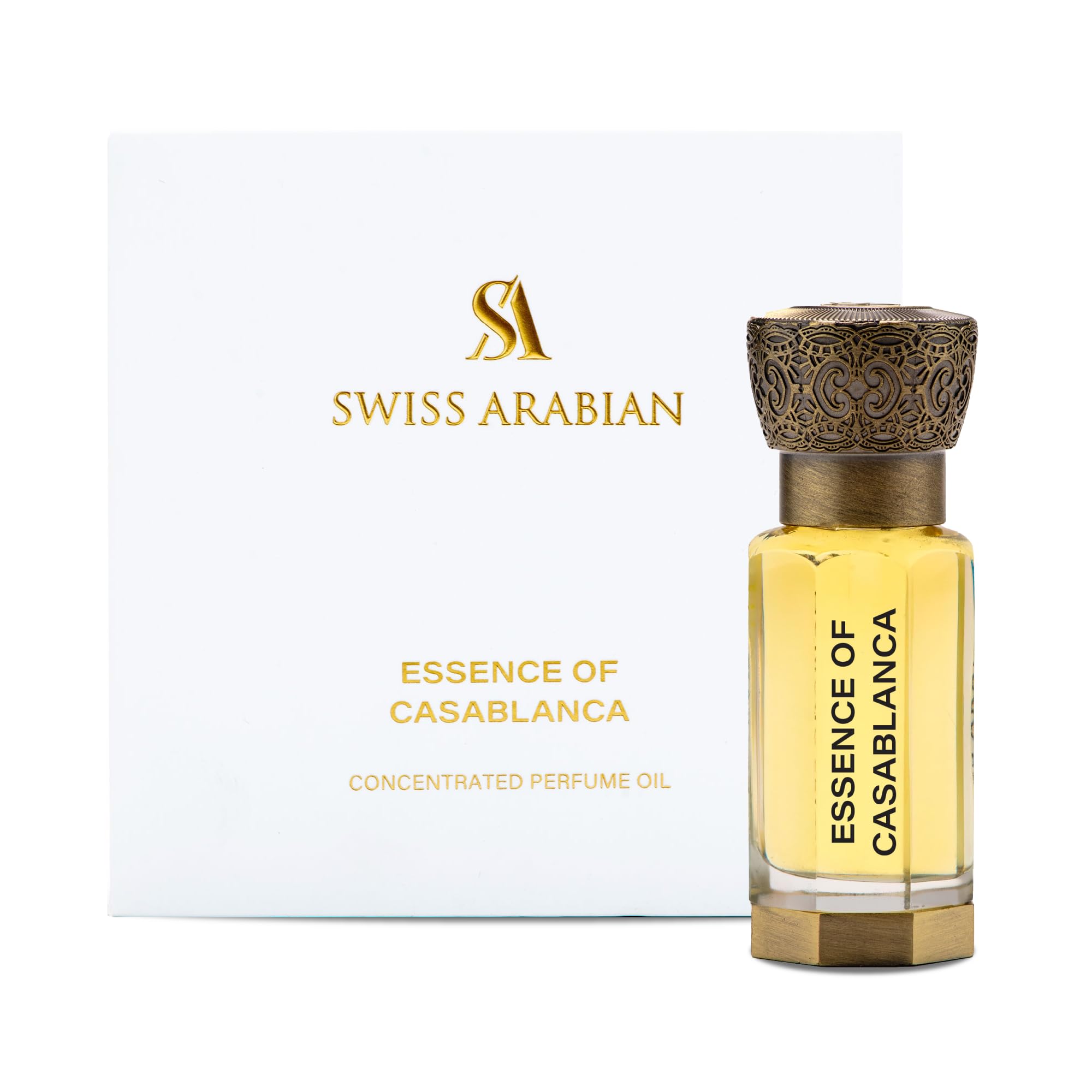 Swiss Arabian Essence of Casablanca Concentrated Perfume Oil, 12ml, Premium Quality Perfume Oil, Unisex Fragrance, Fruity, Woody, Amber, Luxurious Blend Perfume for Women and Men