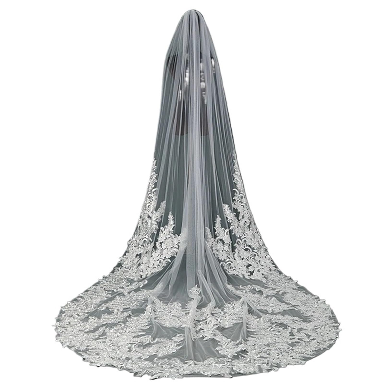 Genérico 3 Meters 1 Layer Appliques Cathedral Wedding Veils Bride Wedding Accessories Velo de Novia Bridal Veils