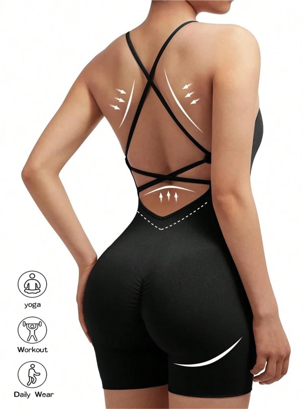 Mono de Yoga Mono Deportivo Sexy for Mujer, Mono Deportivo Ajustable Cruzado, Traje de Yoga for Correr, Pantalones Cortos con Espalda Descubierta, Conjunto de Mameluco(Blue,S)