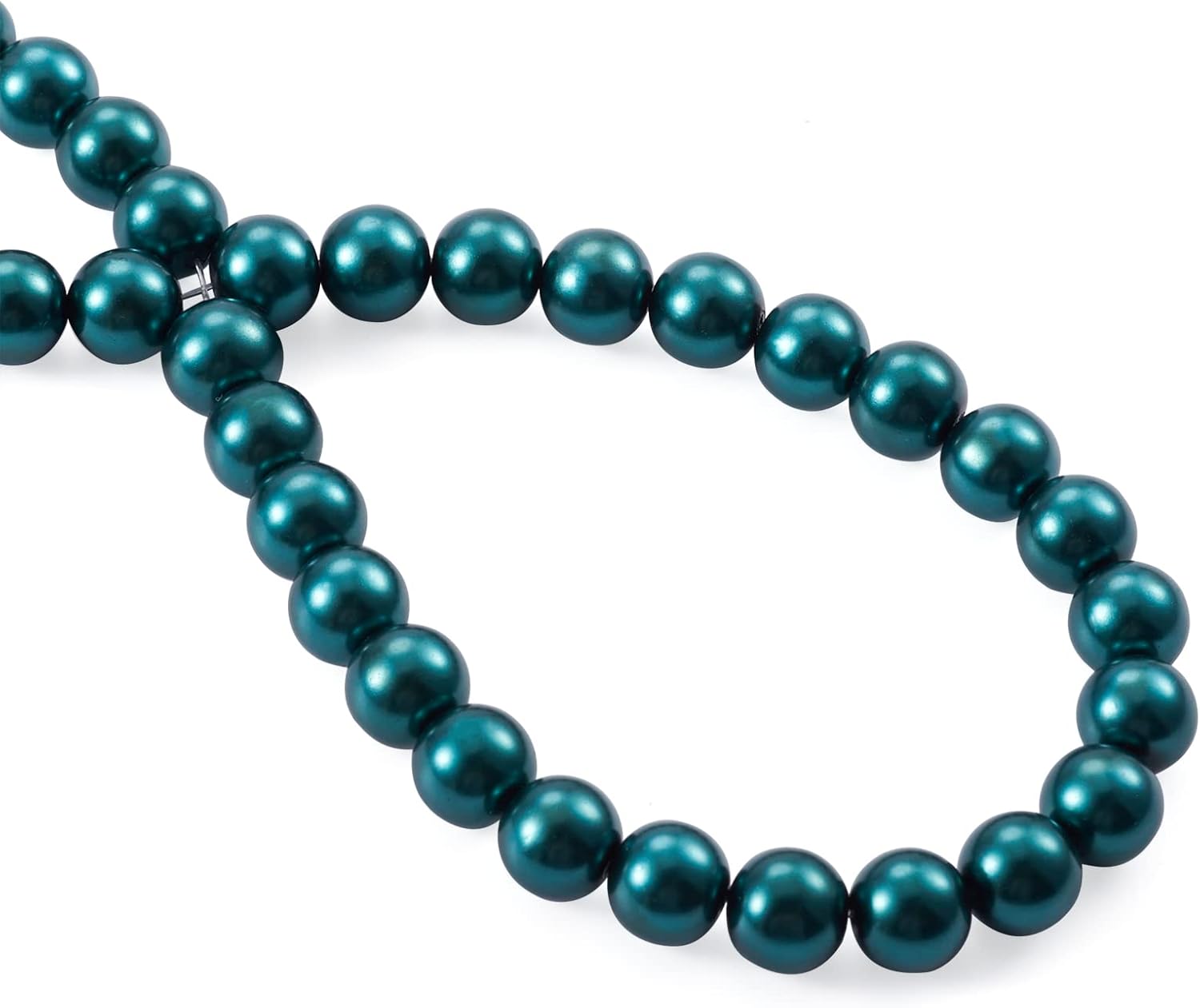 KISSITTY 105pcs/strand 8mm Teal Satin Luster Glass Round Pearl Spacer Bead Loose Beads for DIY Jewelry Craft Making 31.4" - Image 7