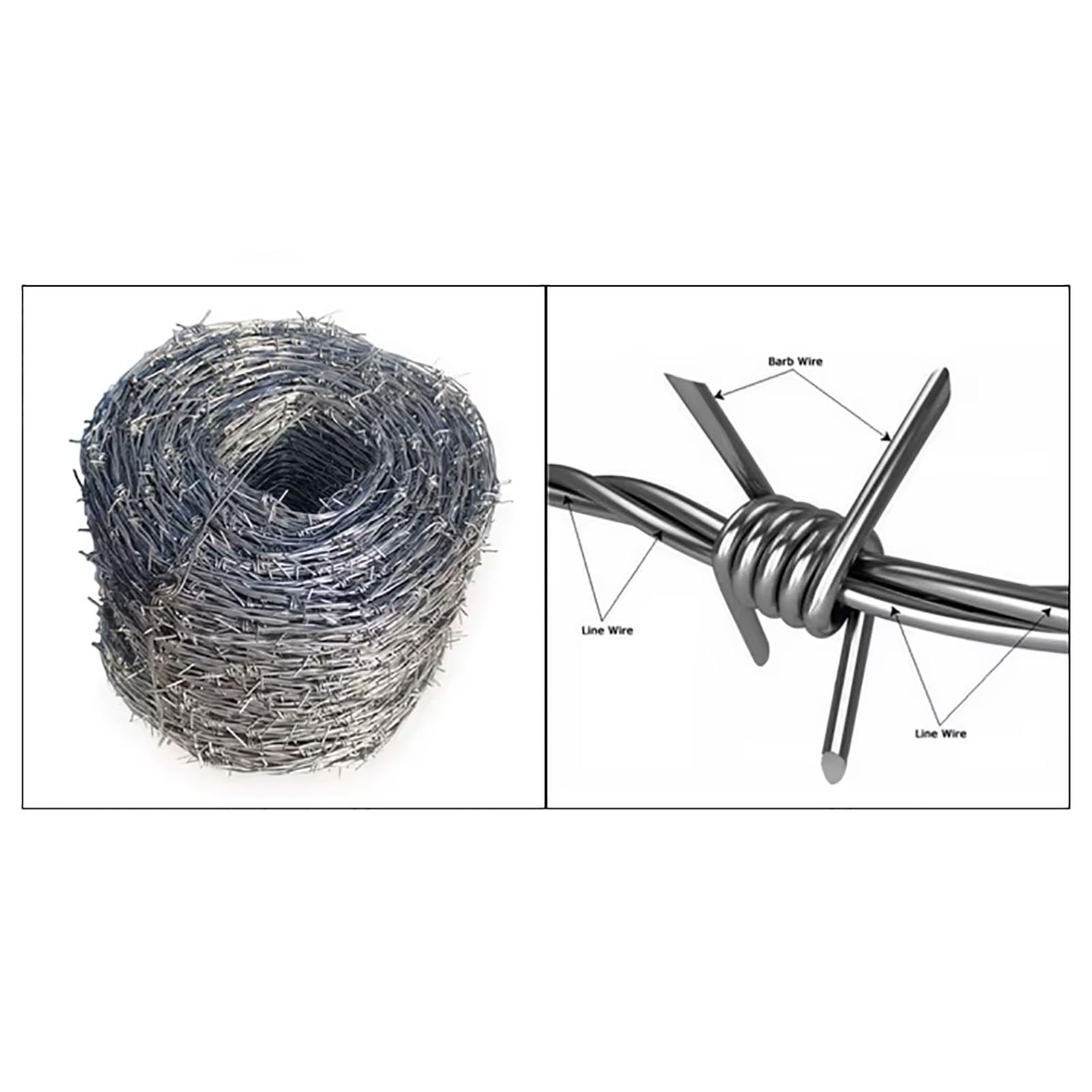 Alambre de púas galvanizado en Rollo: Resistente a la oxidación, Duradero y Resistente a la Intemperie. Seguridad para Jardines y Granjas. Fácil de Instalar, Ideal para protección.
