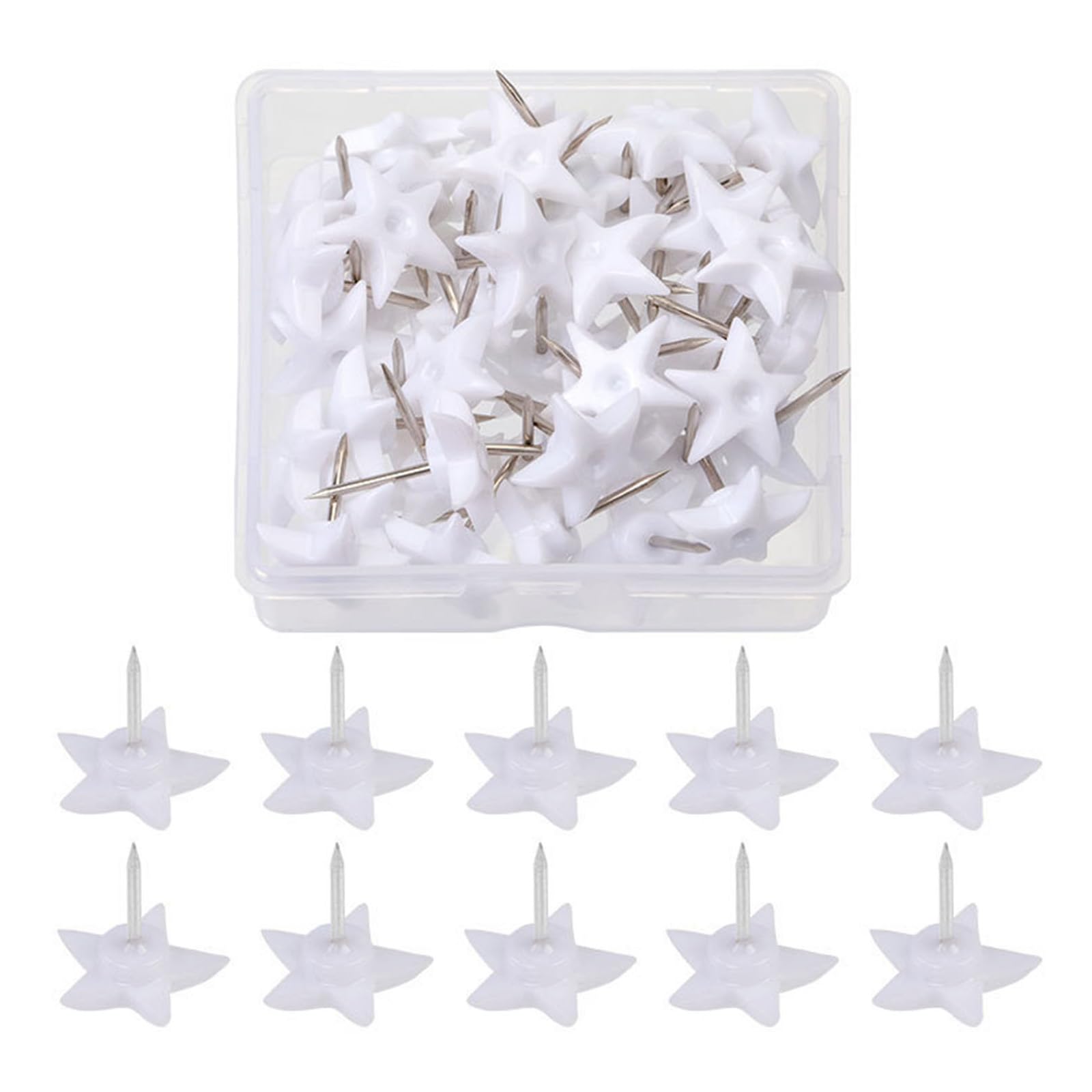 50Pcs Push Pins Cork Notice Board Thumb Tacks Drawing Pins Flower Star Gear Flat Head Pushpin for Bulletin Board Metal Pushpins