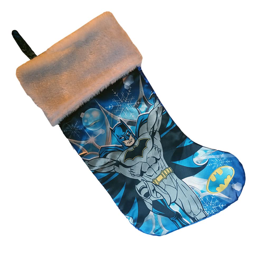 Blue Batman Holiday Christmas Stocking - 16 Inch x 9 Inch