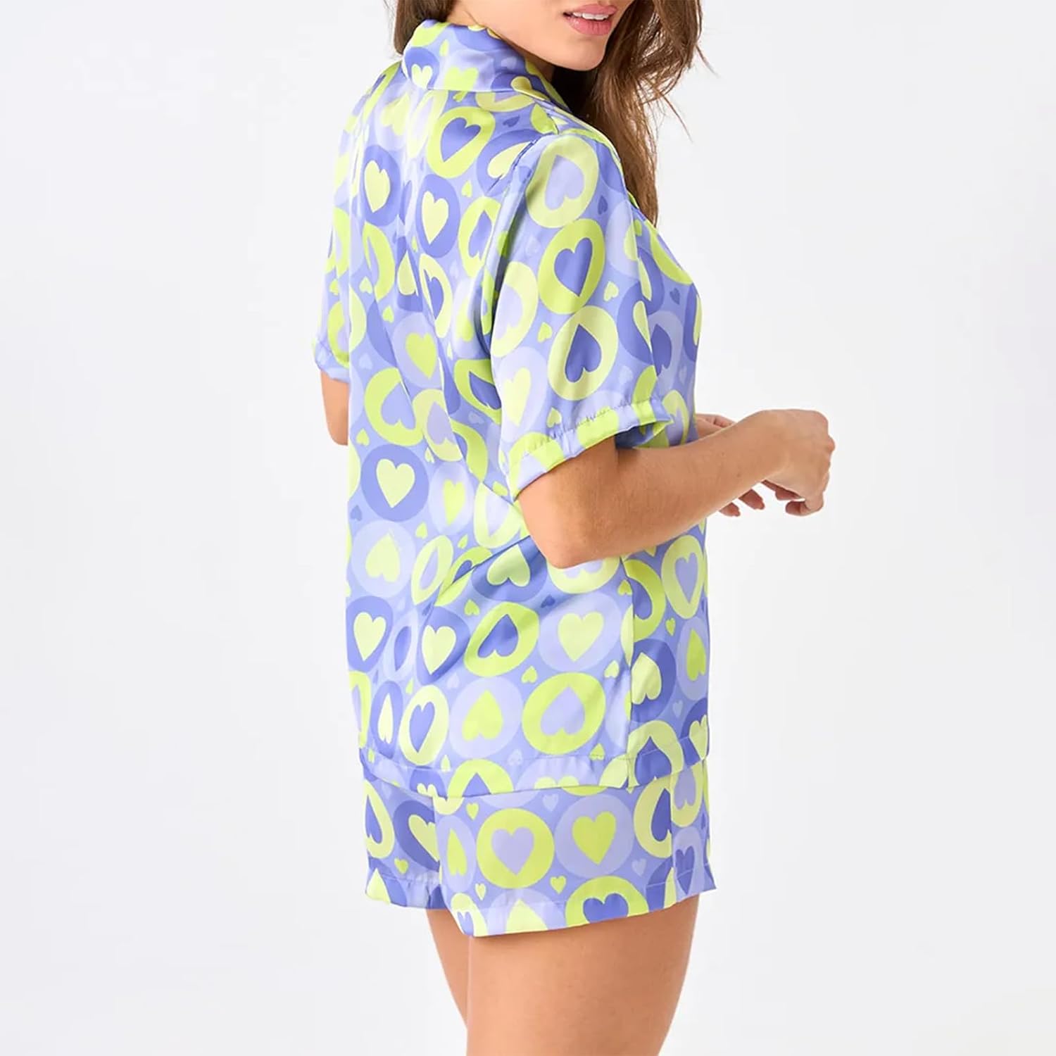 Valentines Pajamas for Women Heart Pajamas Shorts PJs Comfy Button Down Sleepwear Nightwear 2 Piece Sleeping Set 2026 - Image 2