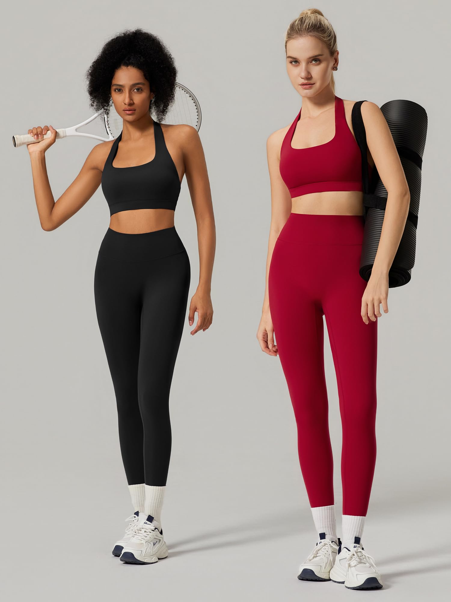 DOULAFASS Ensembles d'entraînement 2 pièces pour femmes dos nu soutien-gorge de sport ensembles de gym Booty Leggings Tenues