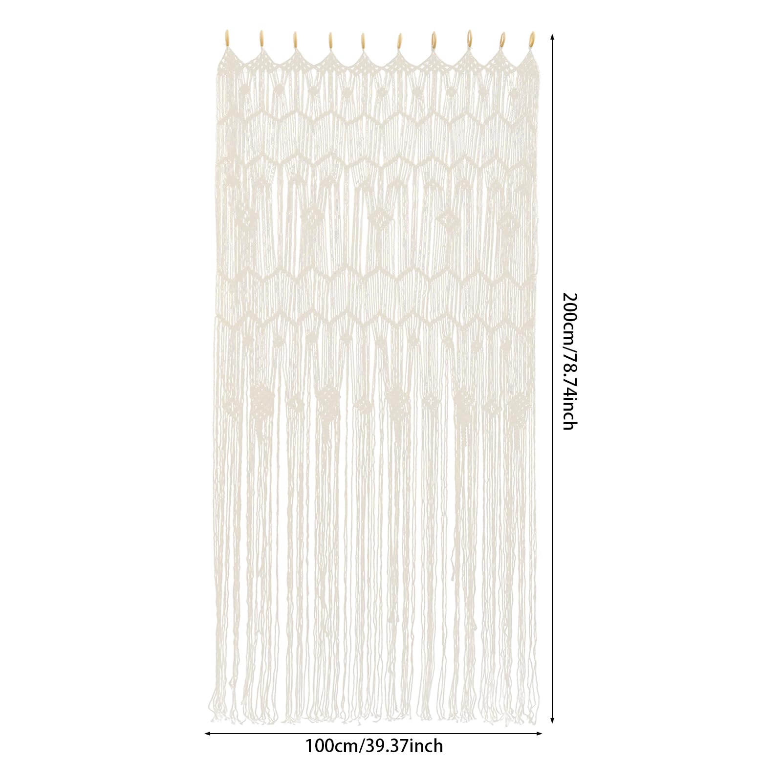 Cortina de ventana de 100 x 200 cm – Cortina de macramé estilo bohemio, tejido a mano, 2 paneles, para salón, dormitorio, decoración de bodas