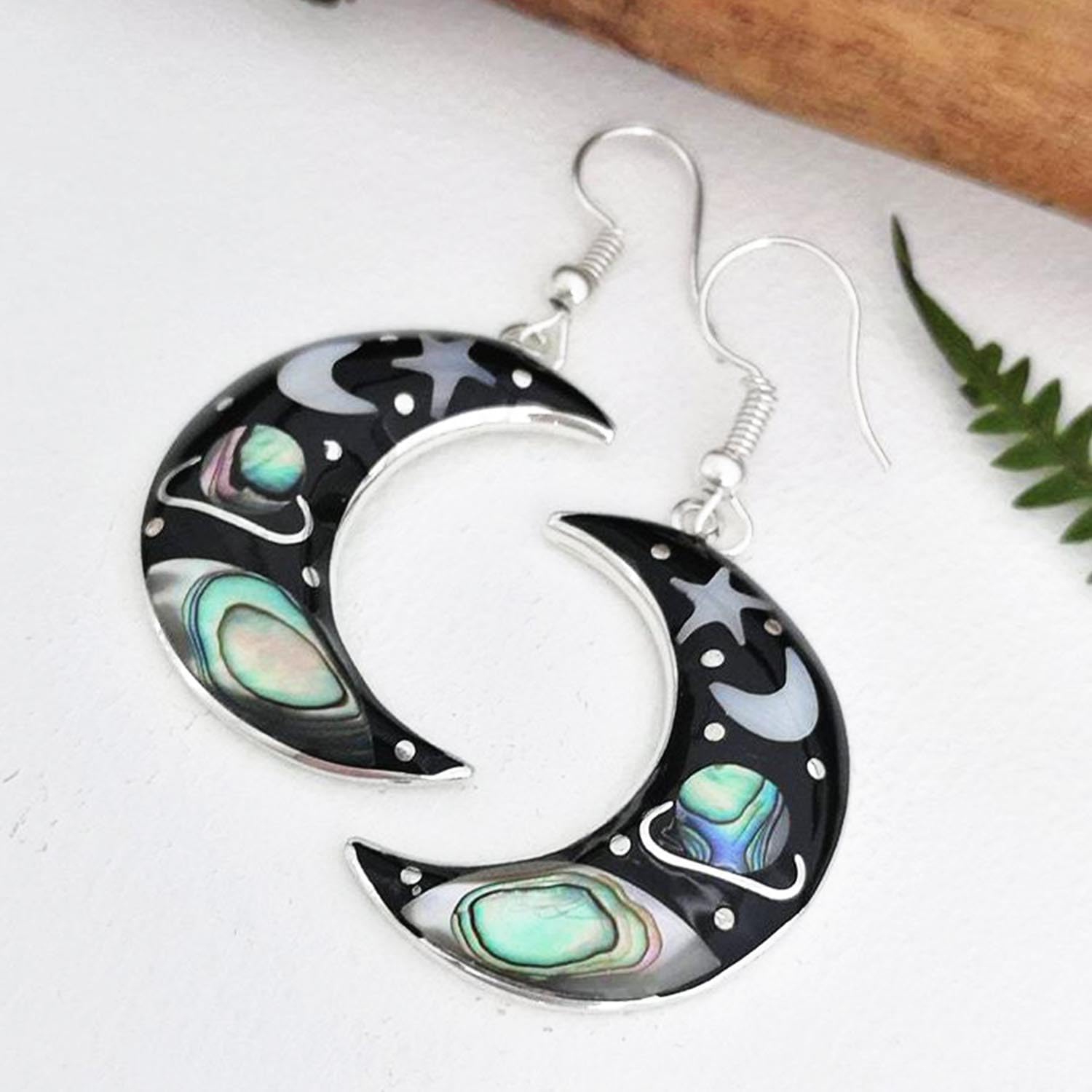 Crescent Moon Earrings for Women Silver Dangle Moon Earrings Vintage Celestial Earrings for Women - Image 3