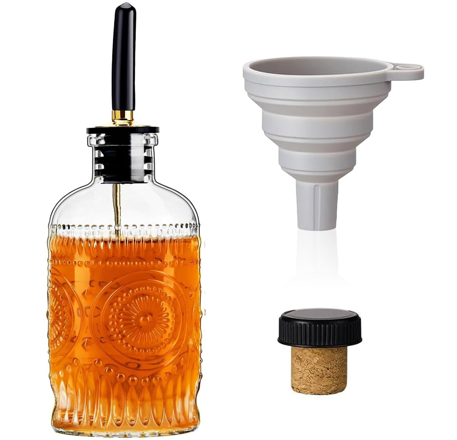 gegewawa Syrup Bottle, Glass Syrup Dispenser, Metal Pour Spout, 7 oz, 1 Pc