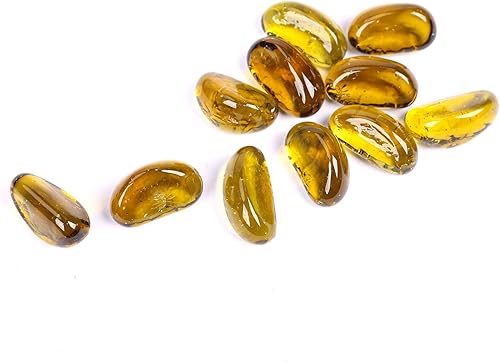 Miniatura 7 de GRISUN Anacardo de cristal amarillo para hoguera, 10 libras, rocas de vidrio templado de 1 pulgada para chimenea natural o propano, seguro para
