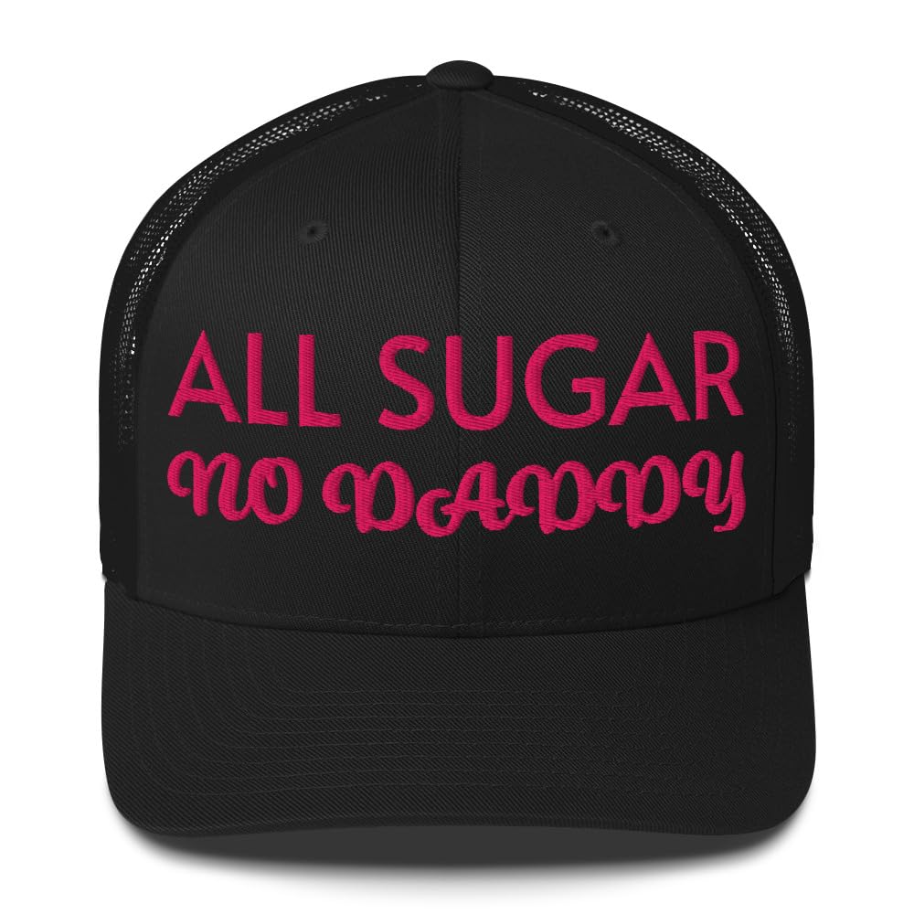 All Sugar No Daddy Trucker Hats Women, Birthday Gifts for Mom, Wife, Funny Embroidered Hat for Girls, Vintage Cap3 Black