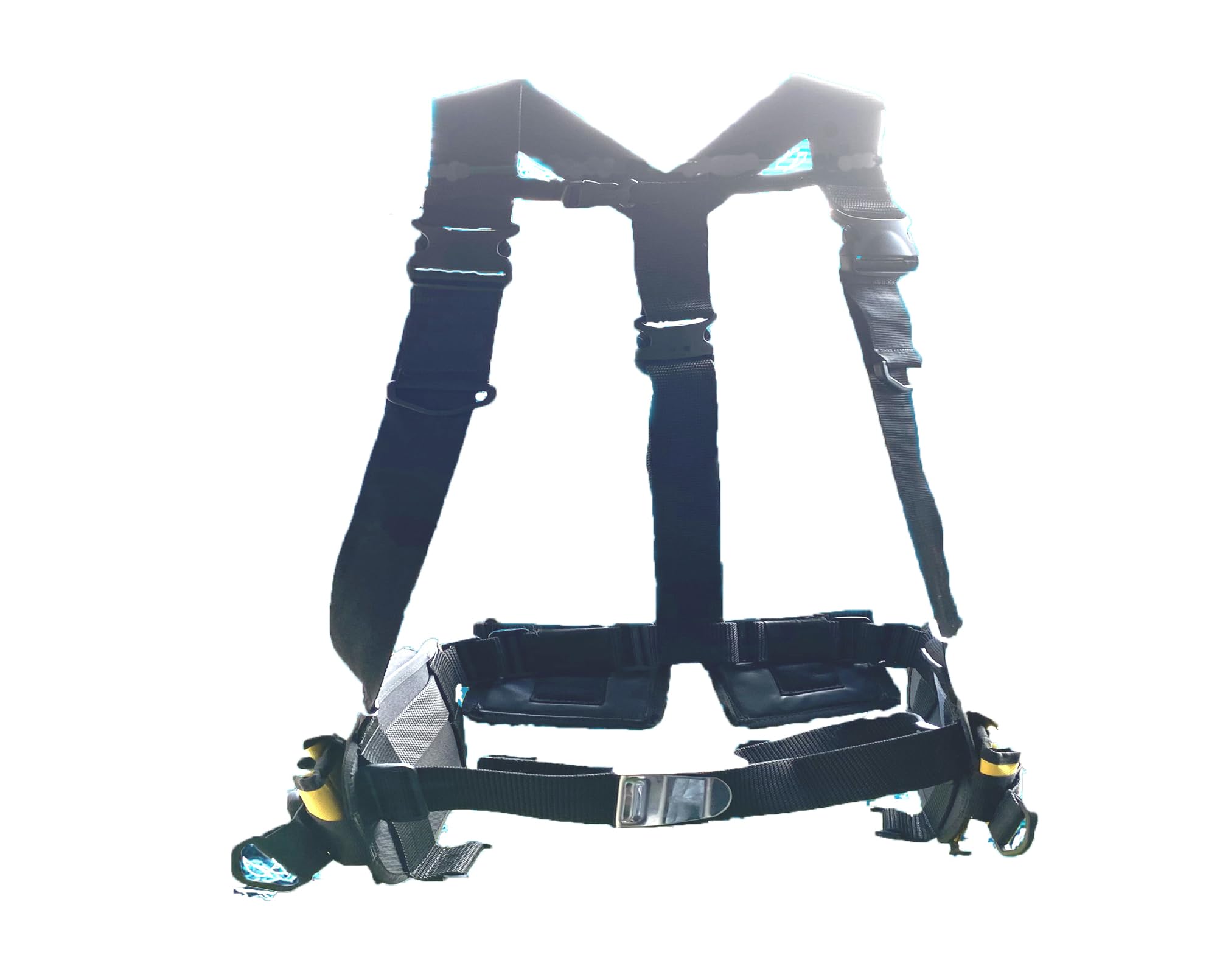 AKM SPORTS Système de harnais de plongée professionnel, ajustement universel réglable, noir avec poches de sécurité jaunes, système de fossé à dégagement rapide pour la plongée sous-marine
