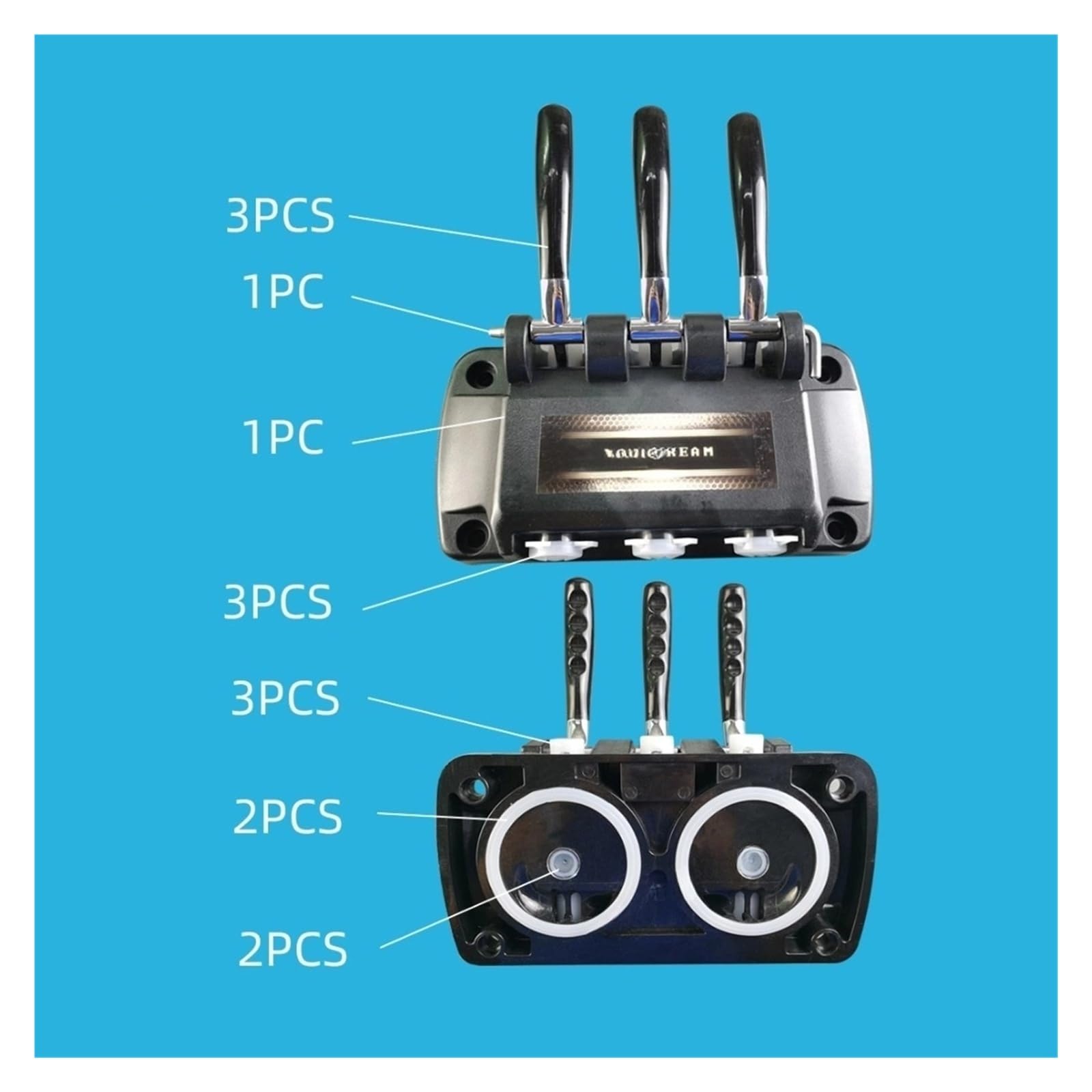 Complete Front Panel Spare Parts Black Valve Block,Compatible With YKF Ice Cream Makers Soft Serve Machines Fittings With Handles And Caps