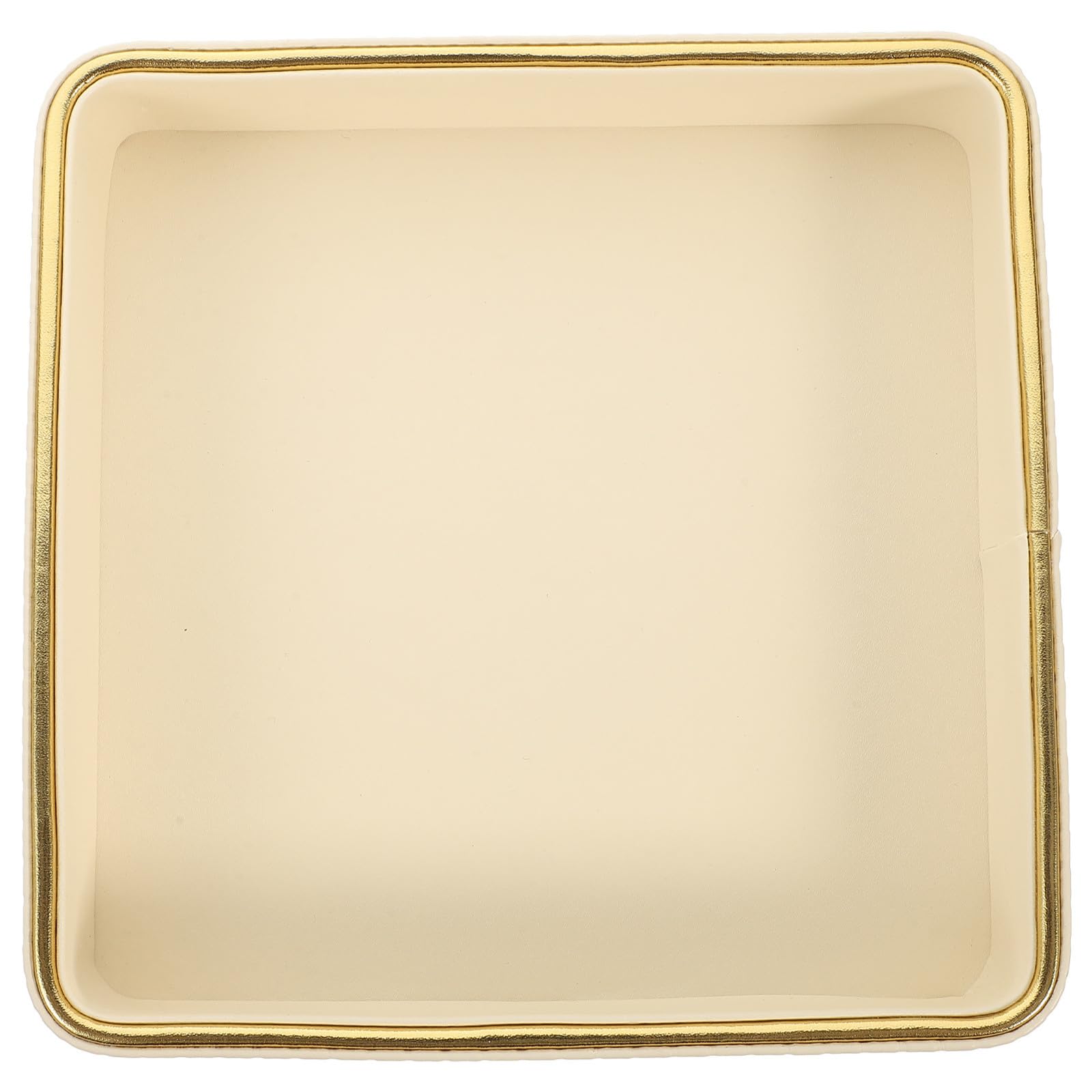VICASKY Bandeja White Cuadrada de Cuero Borde Dorado para Llaves