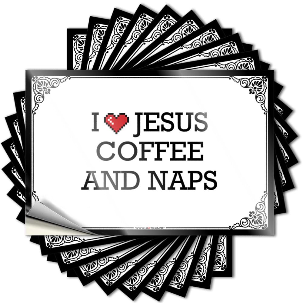 Christmas Helmet Decals | I Love Jesus Coffee & Naps Crazy Durable Vinyl Sticker Easy Apply for Halloween(6X9CM)