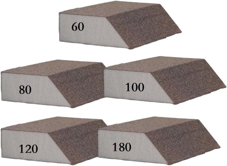 60–240 Grit Flexible Wet/Sponge Sanding Block Wall Tiles, Polishing Pads 100 x 70 x 25 mm – Reusable Foam Abrasive Pad Wood, Paint & Drywall (1 pc)(Grit 180)