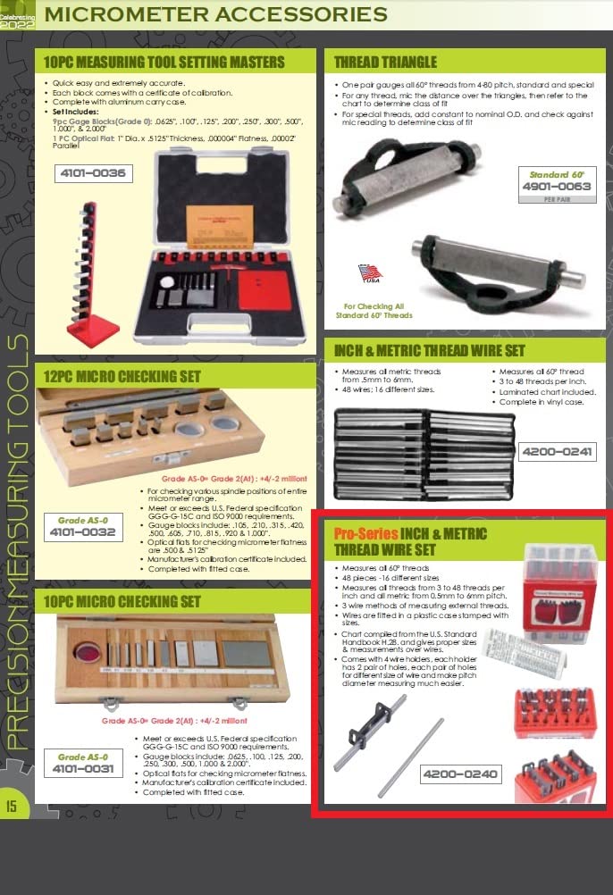 HHIP 4200-0240 Pro-Series 48 Piece Thread Wire Measuring Set