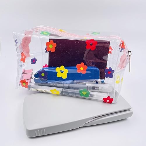 Miniatura 5 de Bonita bolsa de maquillaje transparente de flores, bolsa de cosméticos florales, bolsas de aseo portátiles, con organizador de viaje con cremallera