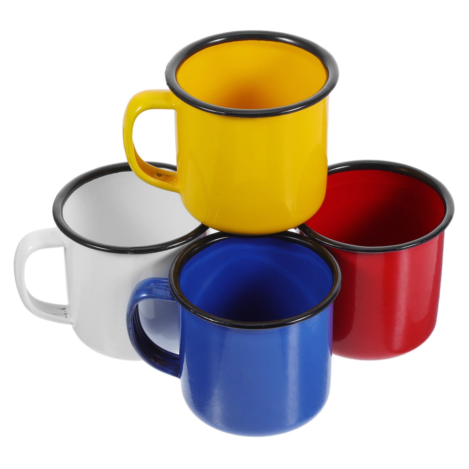 Happyyami Set de 4 Tazas de Esmalte Vintage para Camping y Cafés, Material de Esmalte Fácil de Limpiar y Diseño Cómodo para Bebida Tradicional