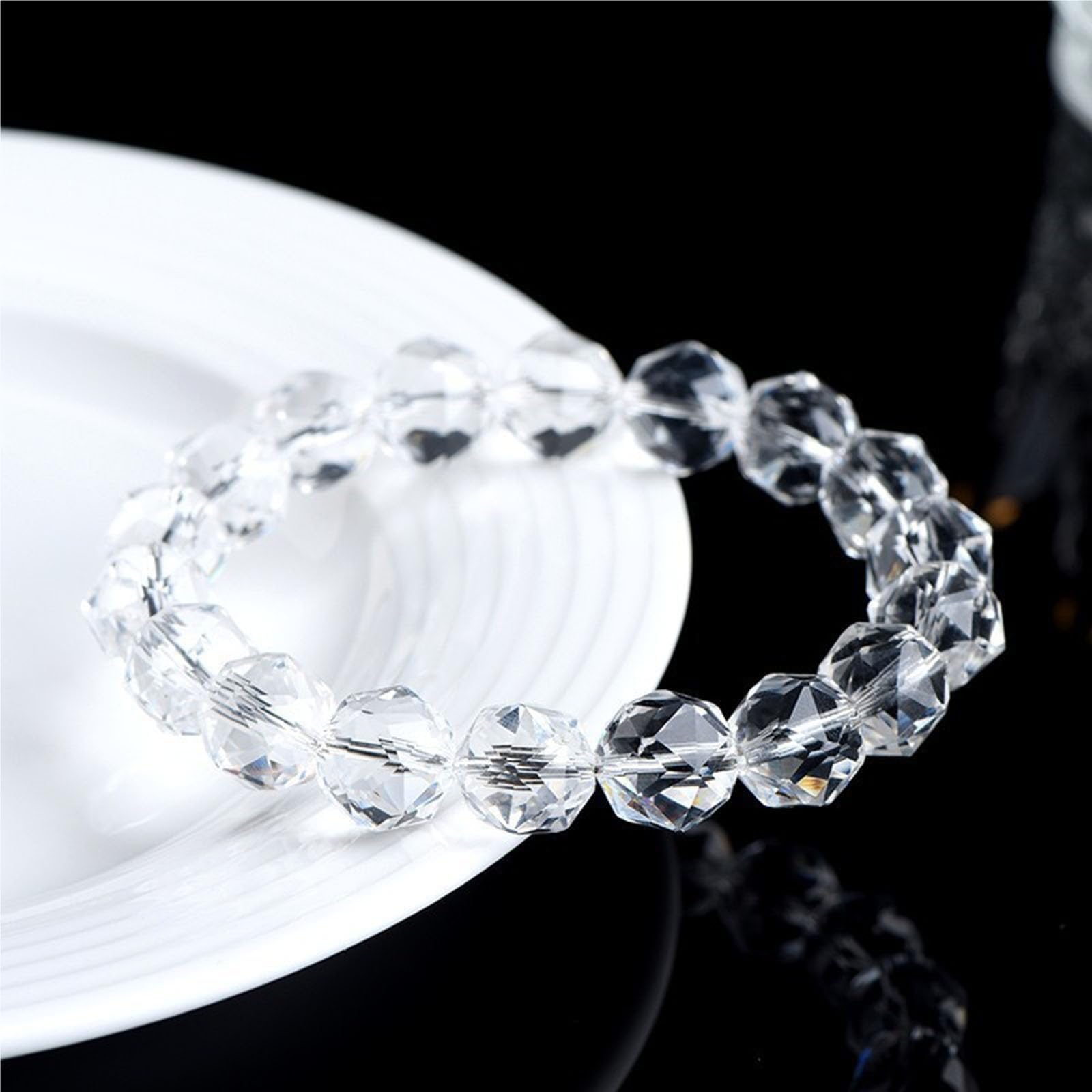 Bracelet en perles de quartz transparent naturel pour homme et femme | Guérison spirituelle et énergie positive | Bracelet extensible unisexe chakra