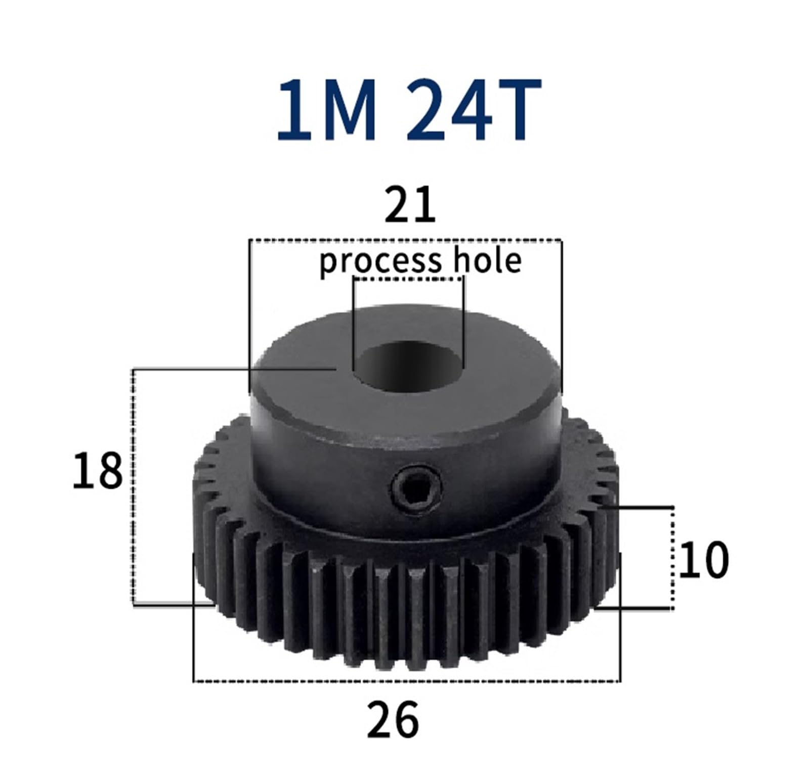 Stirnradritzel 1M 24 Zähne 1 Mod Rechts 45# Stahl Prozess Loch Motor Rack Übertragung(8mm,14pcs 1M 24 Teeth)