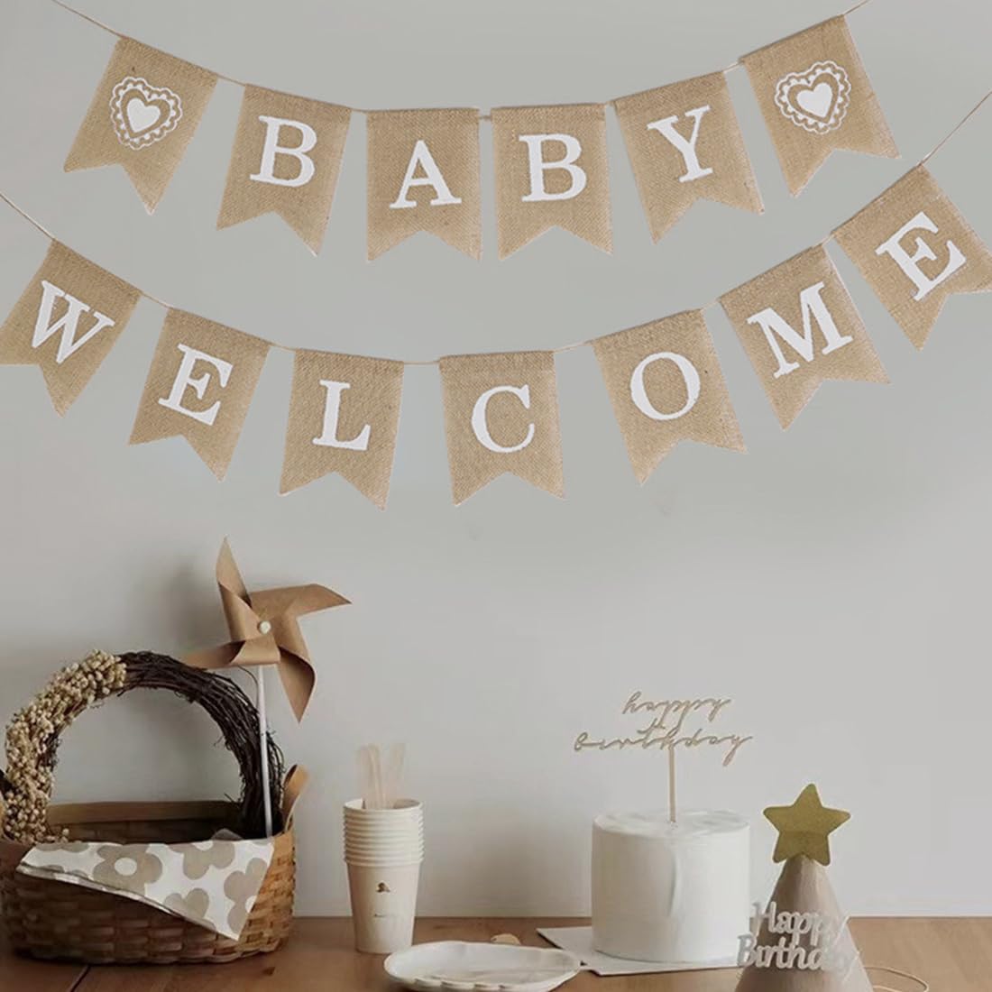 Banderol De Arpillera Aabellay – 13 Banderines Con Letras De Colores Para Baby Shower, Bienvenida Y Fiestas – Decoración Vintage