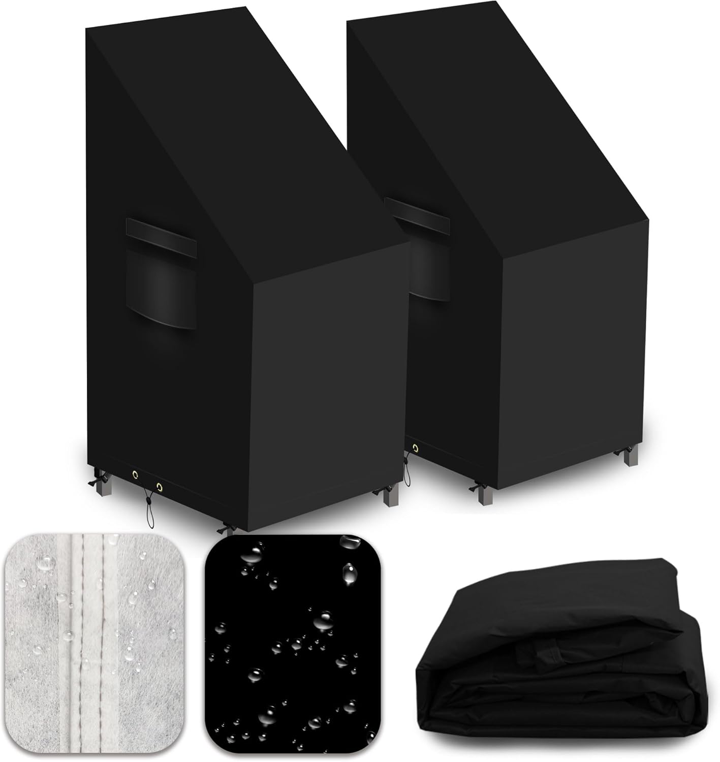 Heavy Duty Patio Chair Covers Waterproof Outdoor, 2 Pack 600D Patio Furniture Covers for Outdoor Rocking Swivel Adirondack Chairs, Lounge Deep Seat 27'' W x 27''D x 28''H/ 49''H Black