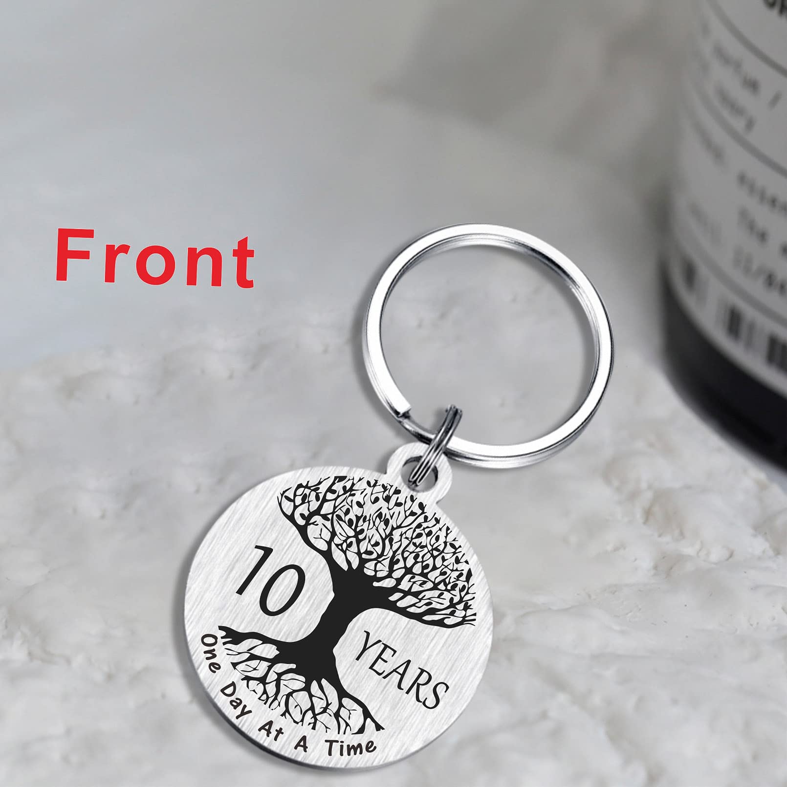 TANWIH 10 Year Sobriety Gifts - Men Women - Keychain - Recovery - Proud of You 10 Year Chip Celebration