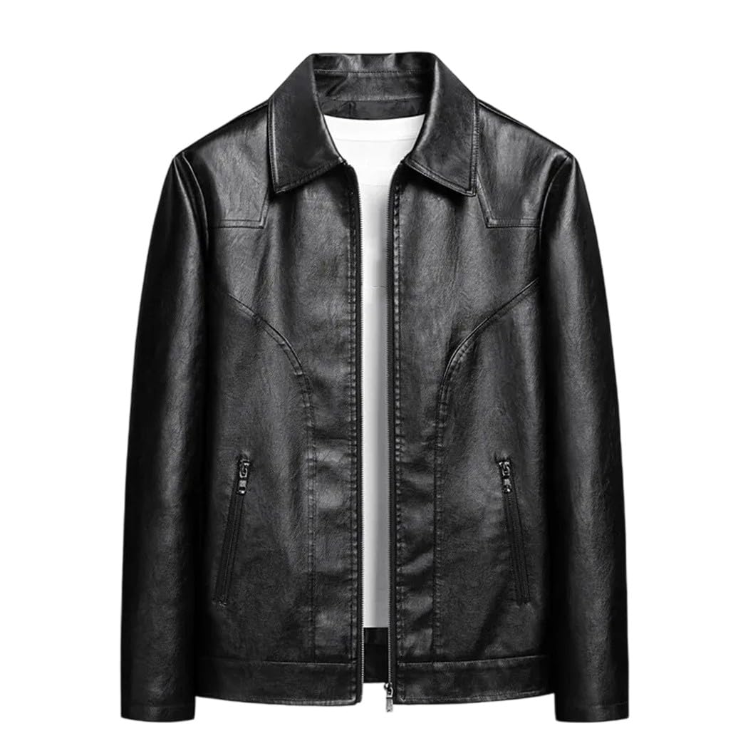 Giacca da uomo in pelle PU invernale nera casual streetwear a maniche lunghe giacche cappotto