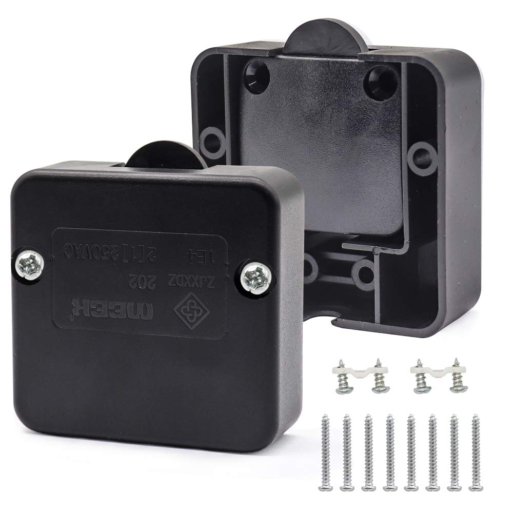 CCUCKY 2A 250V Cupboard Door Switch, 2 Pack Auto Control Switch Push to Break Light Switch for All Kinds of Cabinet Doors (Black)