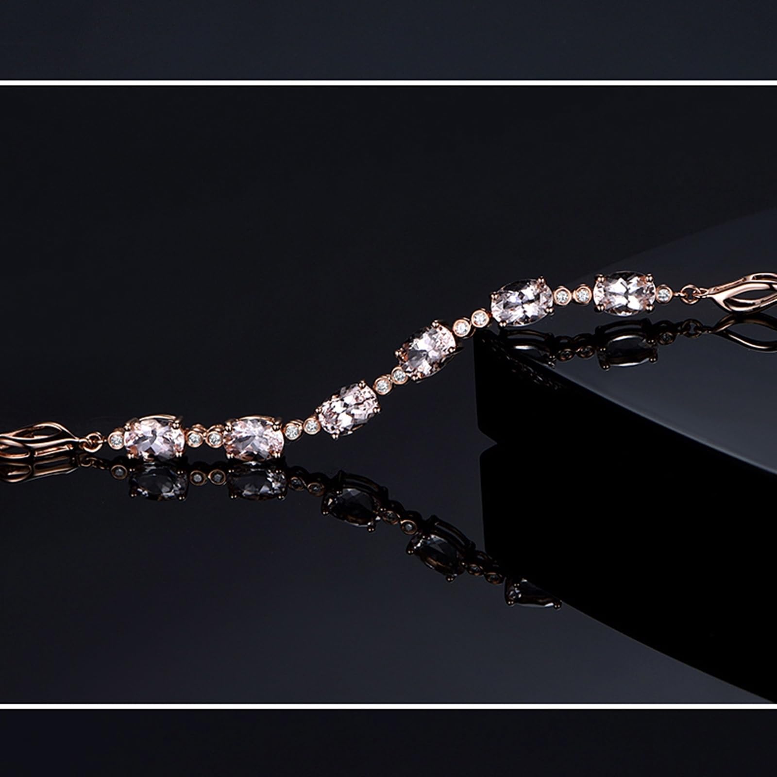 Bransoletka damska z różowego złota 18k/14k/9K, bransoletka Morganit damska 5,15 ct i diament, długość 16-20 cm