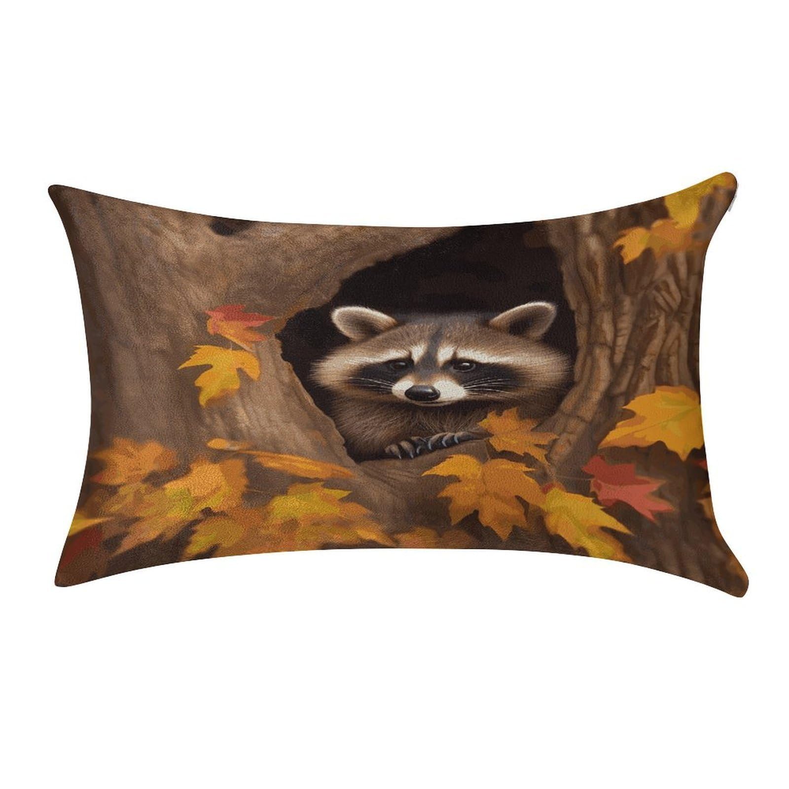 MUSM Raccoon in The Fall Tree Hole Pillow Case 12"X20" Luxury Velvet Throw Pillow Cover Fade Resistant Cozy Soft Pillowcases Pillow Protector Pillow Shams Lumbar Pillow Shells for Home&Gifts