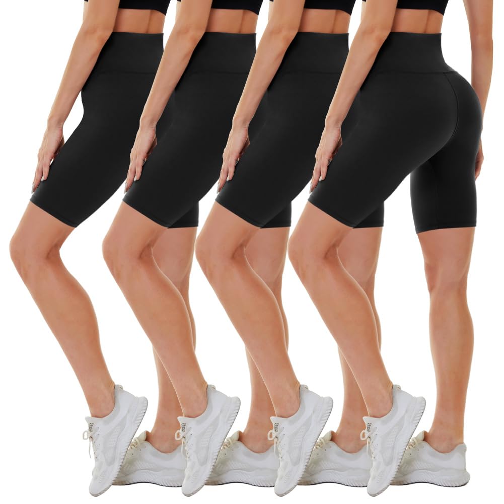 CAMPSNAIL 4 Pack Biker Shorts for Women High Waist - 5"/8" Tummy Control Soft Athletic Yoga Workout Running Gym Shorts