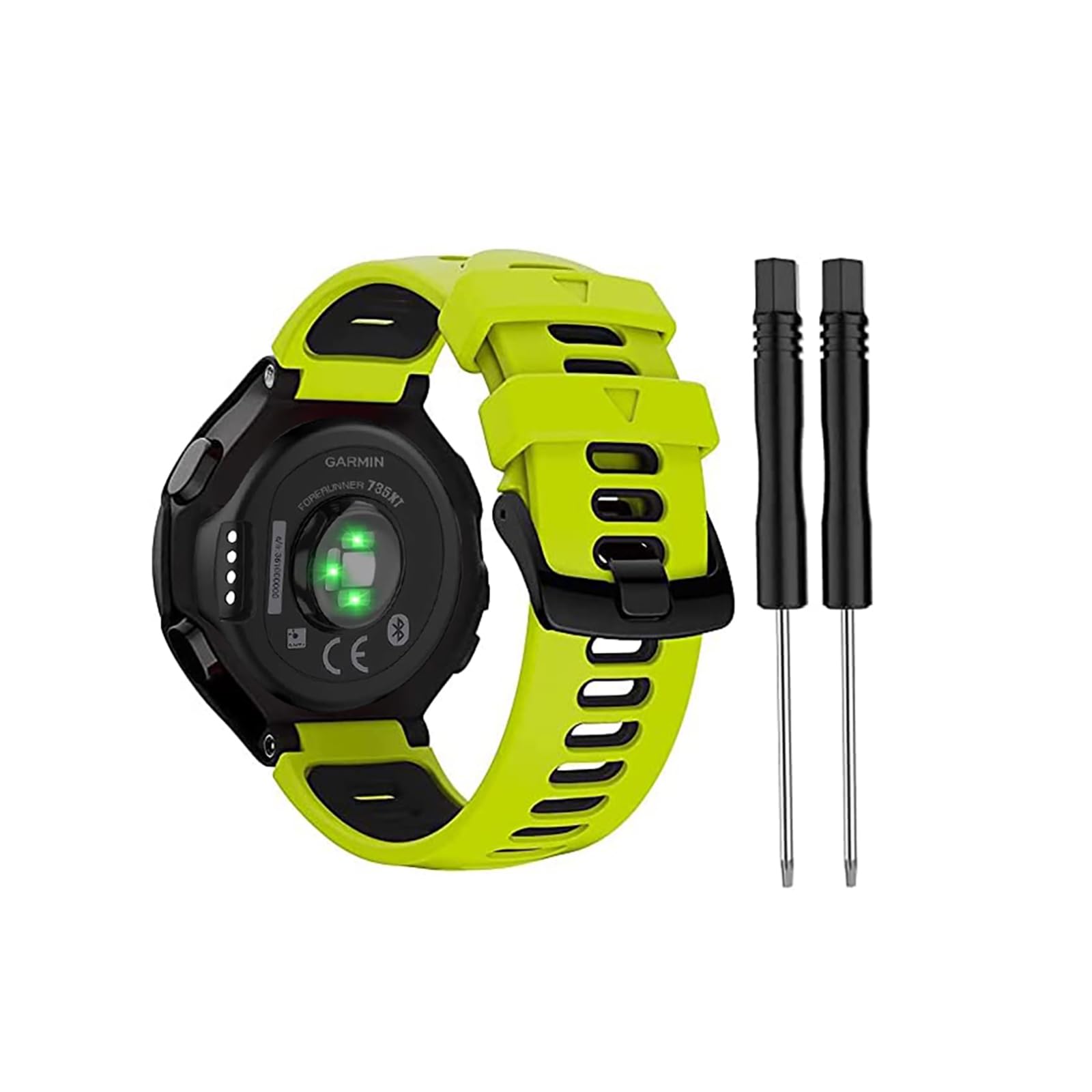 Band Compatible with Garmin Forerunner 735XT/220/230/235/235 Lite/620/630,Soft Silicone Replacement Watch Strap for Garmin Approach S20 S5 S6 Smart Watch,Adjustable Sport WatchBand (lime+black)