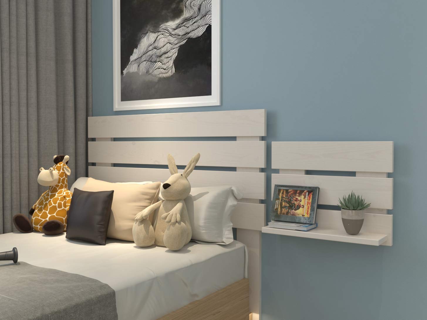 LA WEB DEL COLCHON Cabecero Madera Rústica Lombardía Cama de 90 (100 x 100 cm) Blanco Nórdico – Cabecero de Cama Juvenil y Matrimonio Cabezal Estilo Nórdico