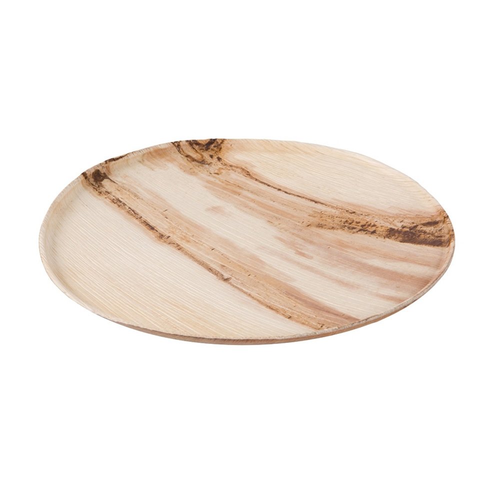 BIOZOYG Palmware - Piatto Pizza usa e getta in foglia di palma I Stoviglie monouso 100 x Tavola da pizza rotonda 25 cm, piatta, con bordo I Foglia di palma Stoviglie monouso biodegradabile
