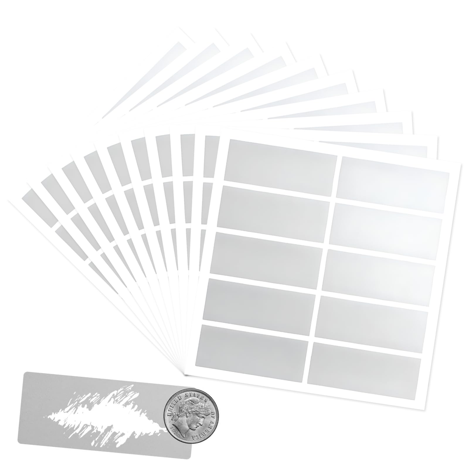 100 Pieces Scratch Off Sticker, 2.56 x 0.98 Inches Silver Rectangle Labels, Self-Adhesive for Games, Cards and DIY Craft