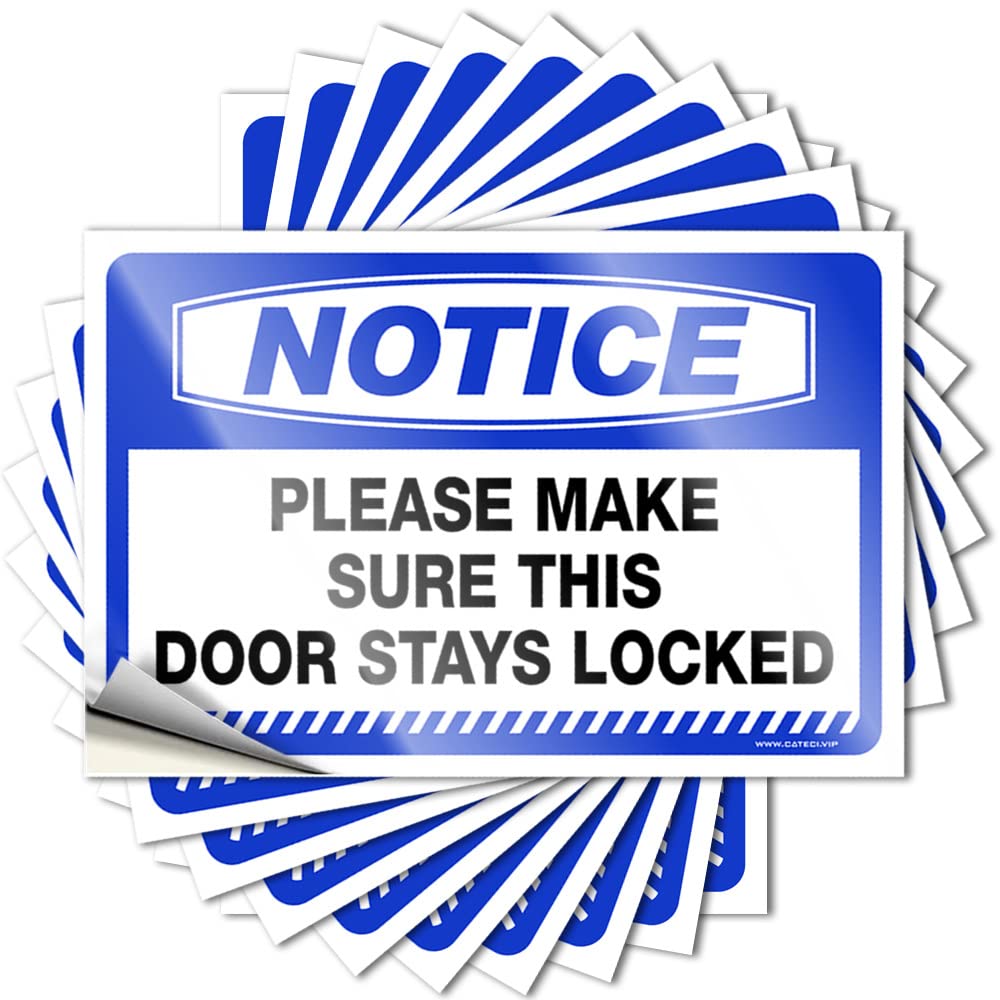 Sticker - High Laptop Notice Please Make Sure This Door Stays Locked for Travel Bedroom Accessories(8X12CM)