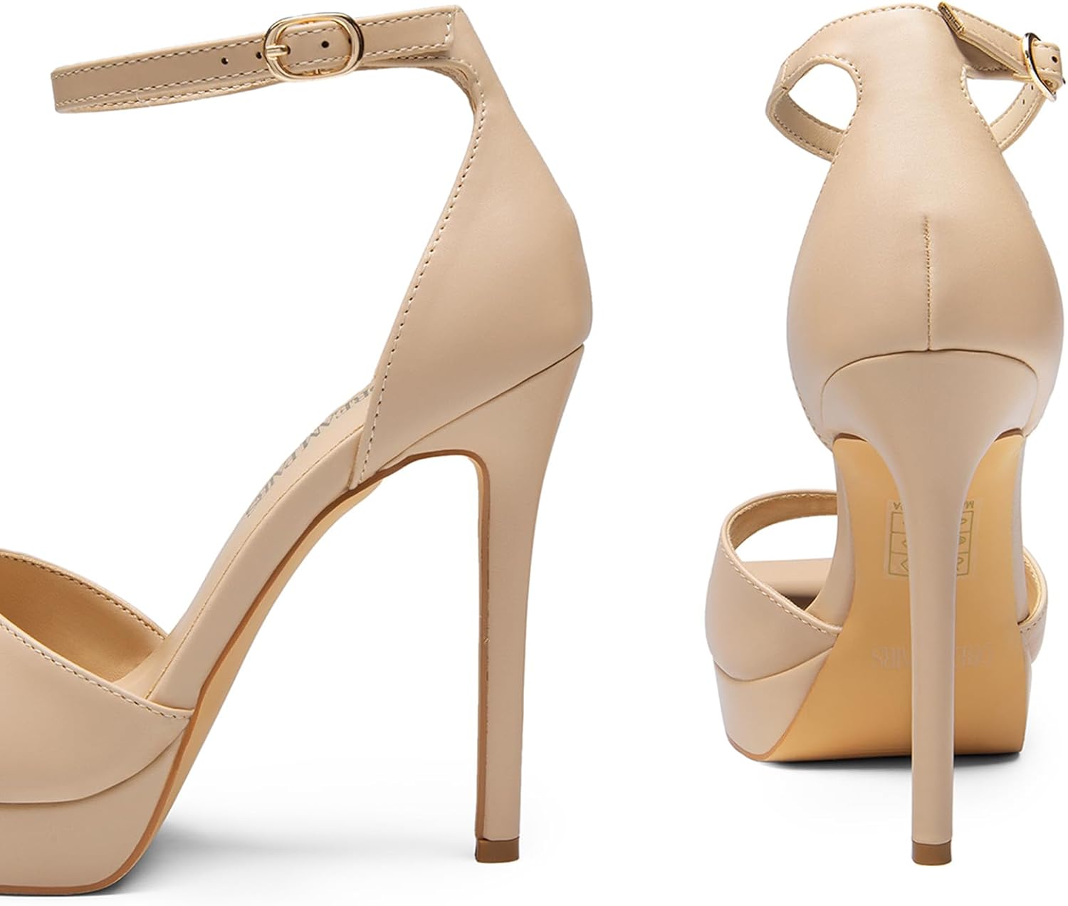 DREAM PAIRS Women's Stiletto High Heels Platform Ankle Strap Square Open Toe Dress Sexy Sandals - Image 4