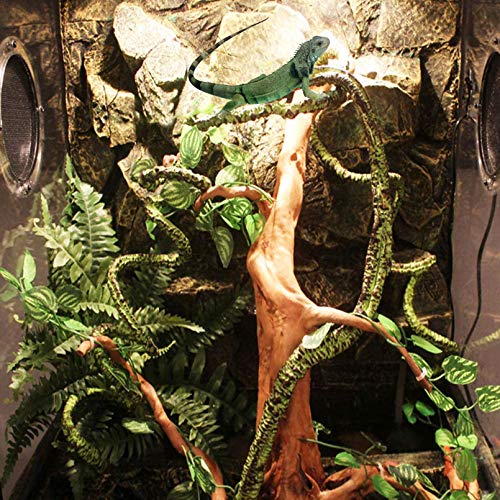 Kathson Reptile Vines Plants Flexible Bendable Jungle Climbing Vine Terrarium Plastic Plant Leaves Pet Tank Habitat Decor For Bearded Dragons Lizards Geckos Snakes Hermit Crab Frogs And More Reptiles thumb #2